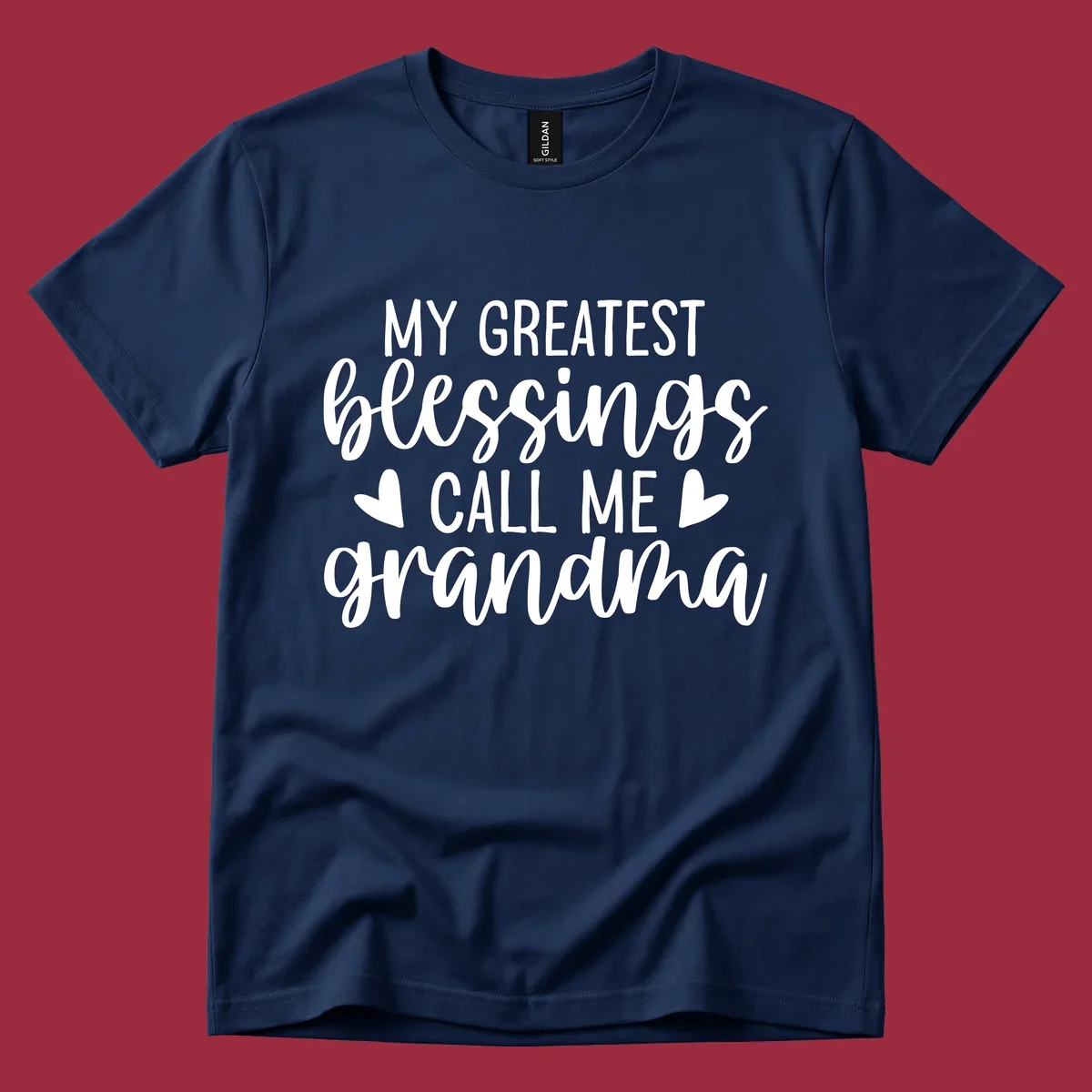 Grandma blessings quote typography design with hearts.