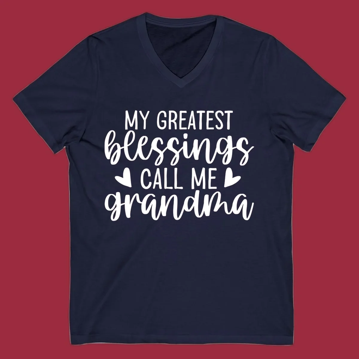 Grandma blessings quote typography design with hearts.