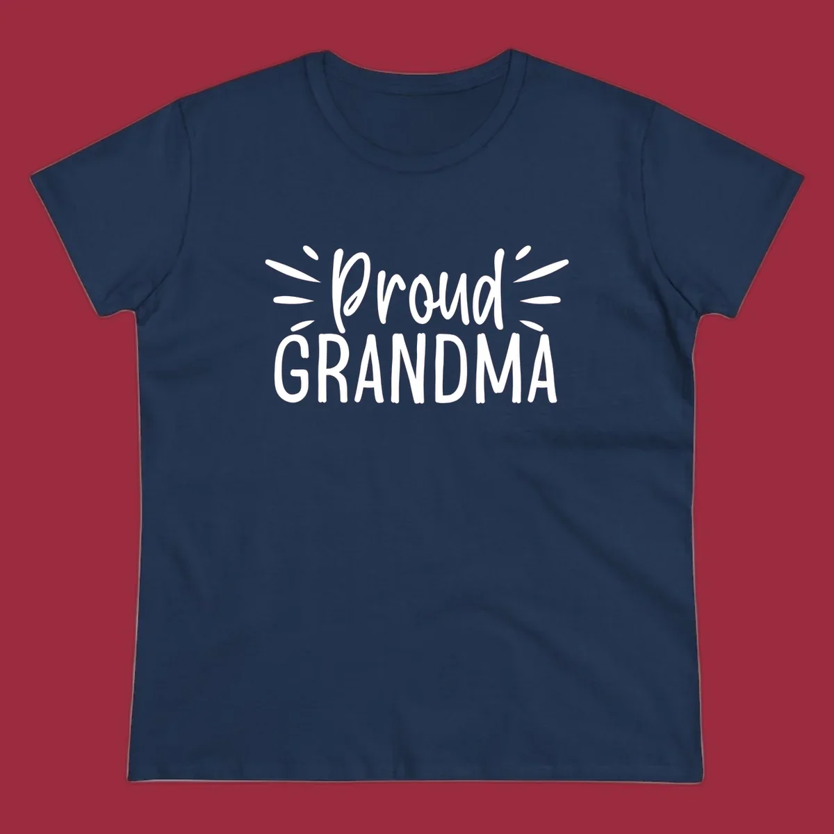 Proud Grandma text design with radiating lines. Proud-grandma.