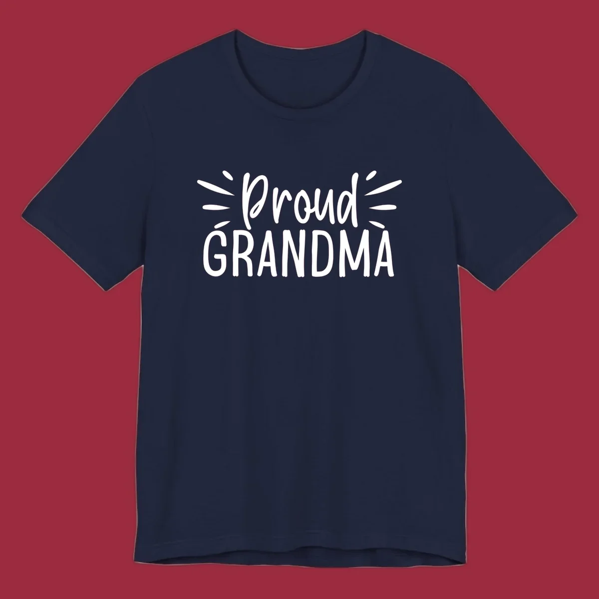 Proud Grandma text design with radiating lines. Proud-grandma.
