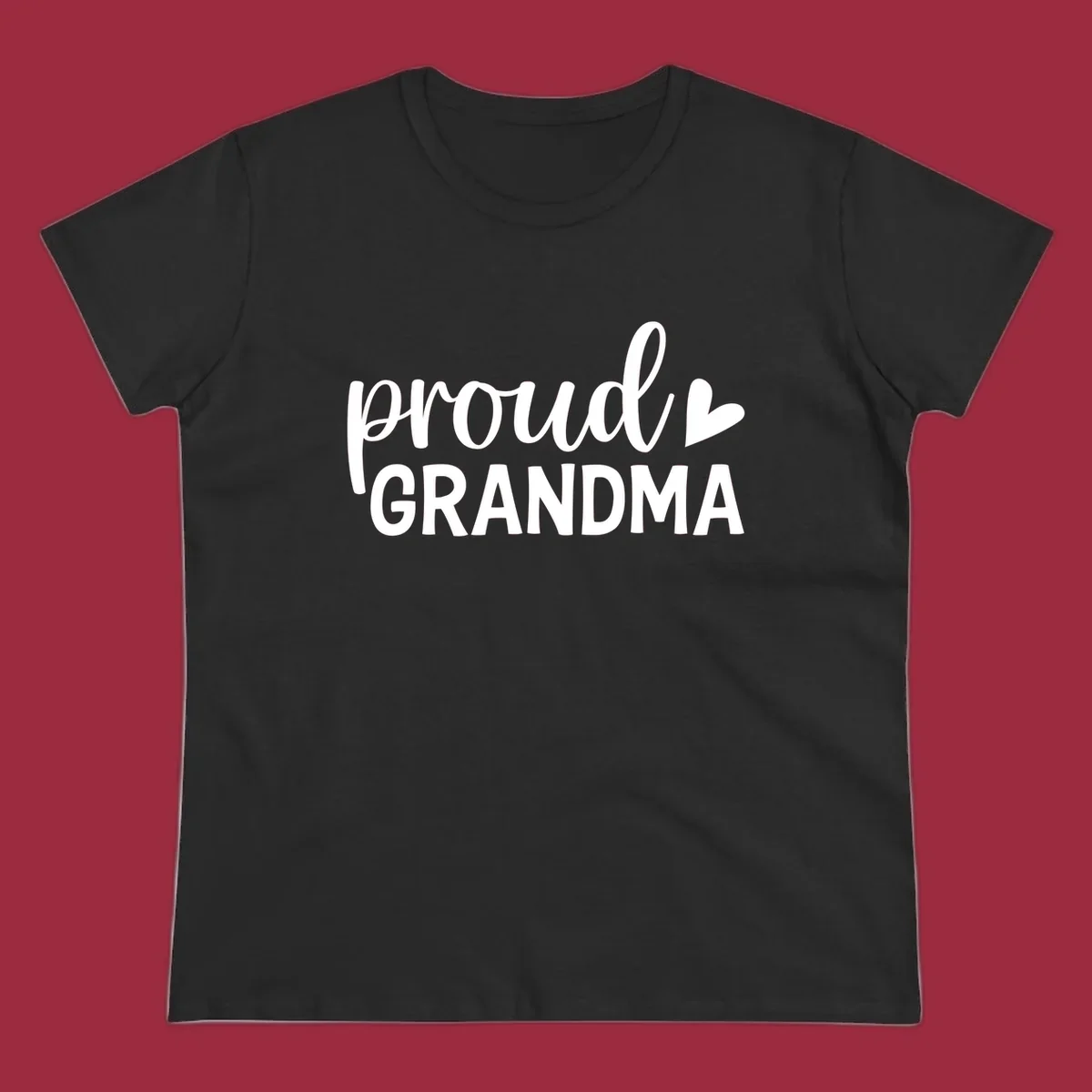 Proud Grandma text with a heart icon.