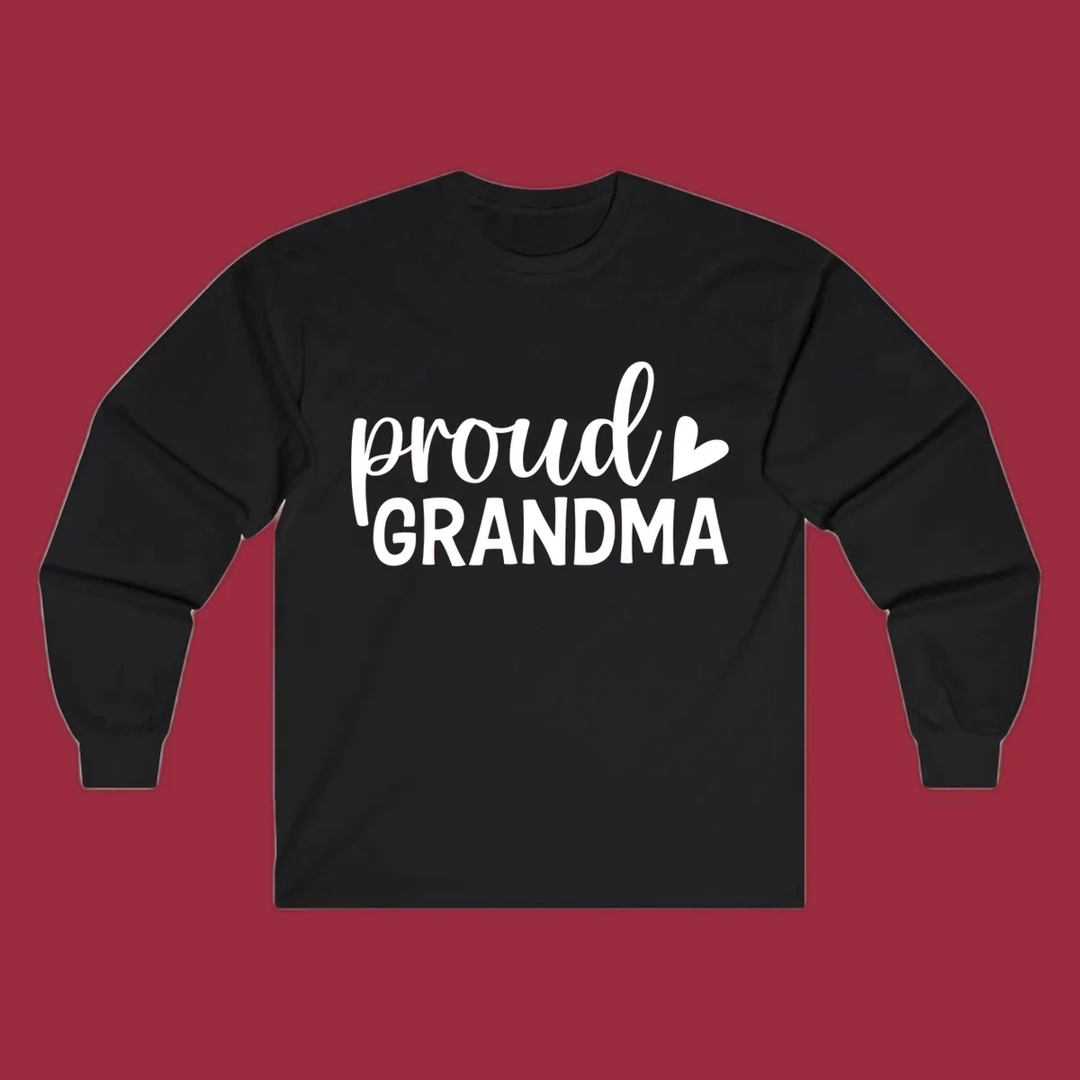 Proud Grandma text with a heart icon.