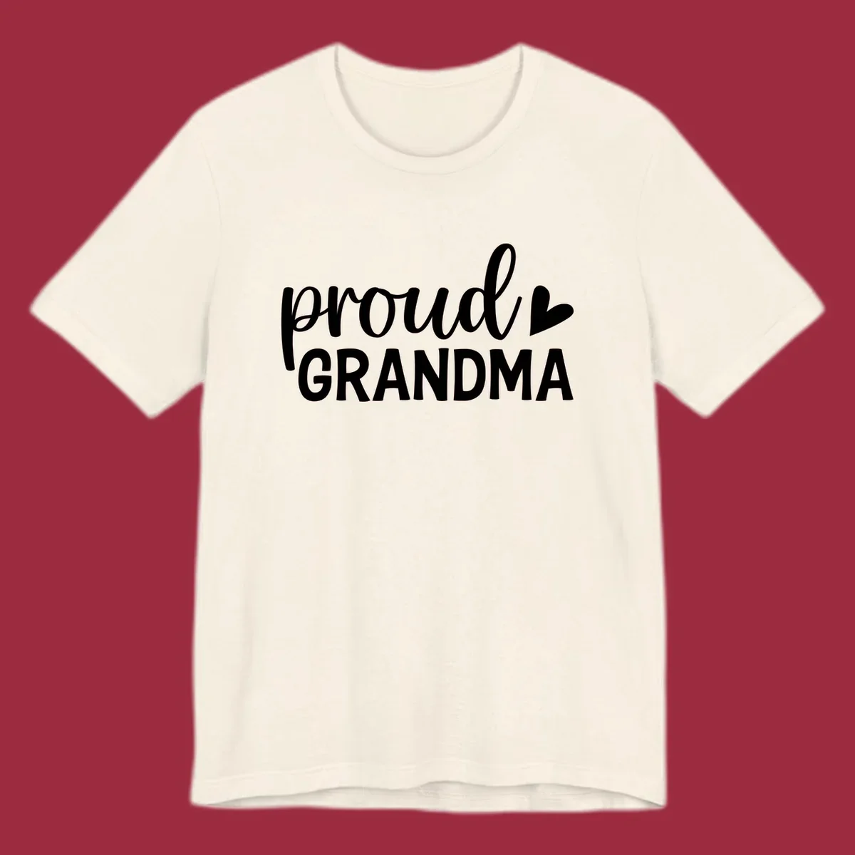 Proud Grandma text with a heart icon.