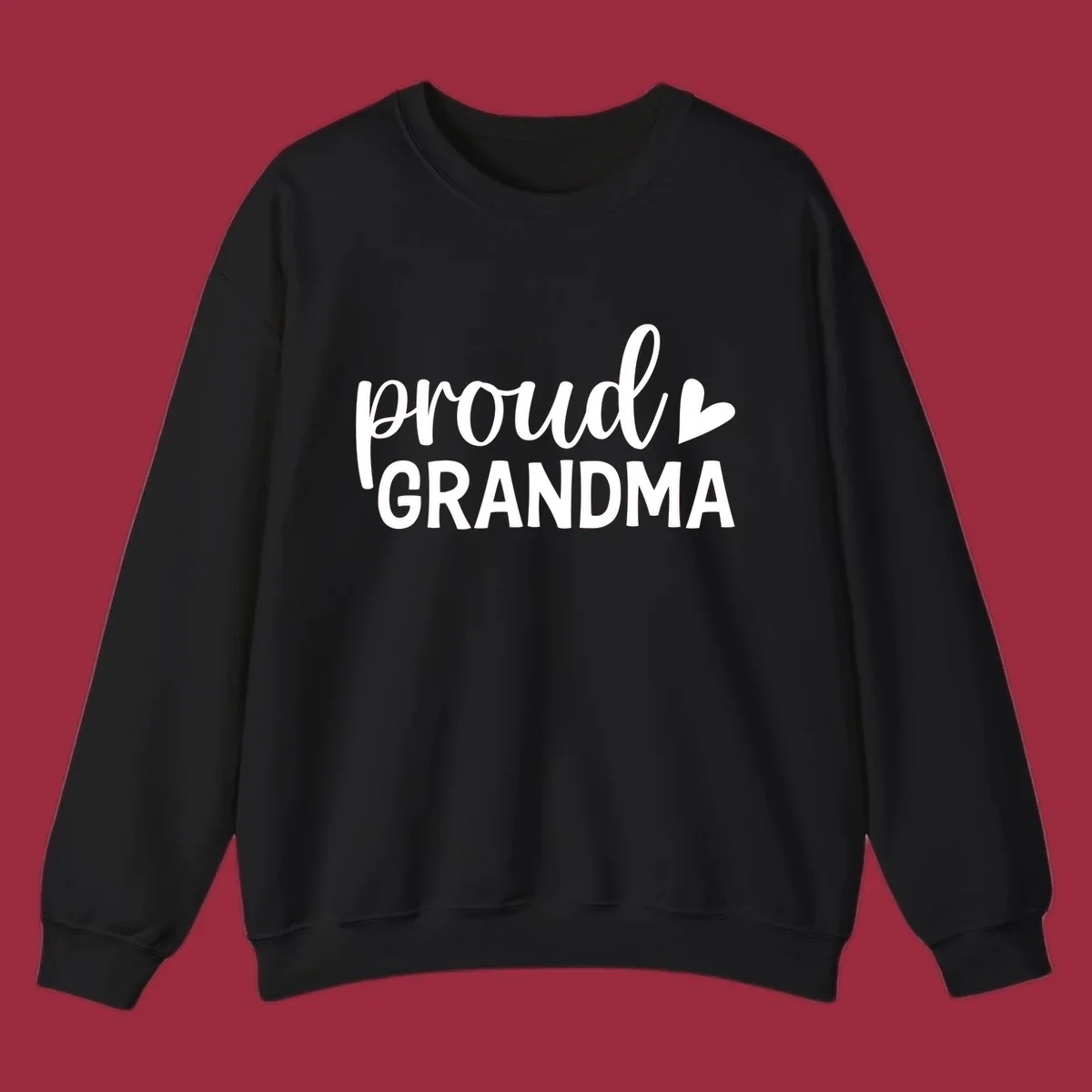 Proud Grandma text with a heart icon.