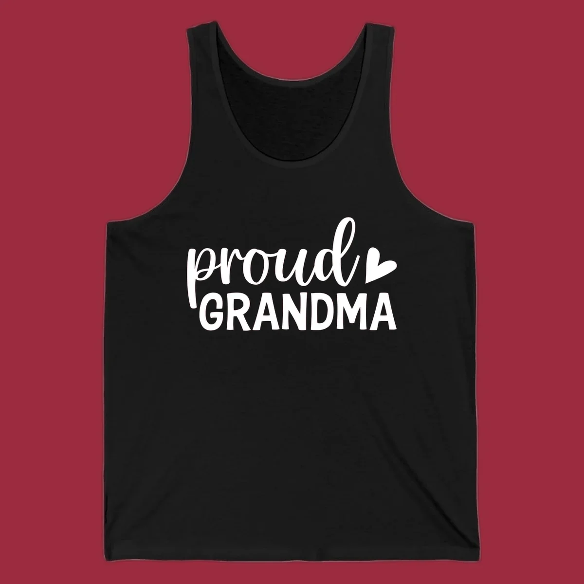 Proud Grandma text with a heart icon.