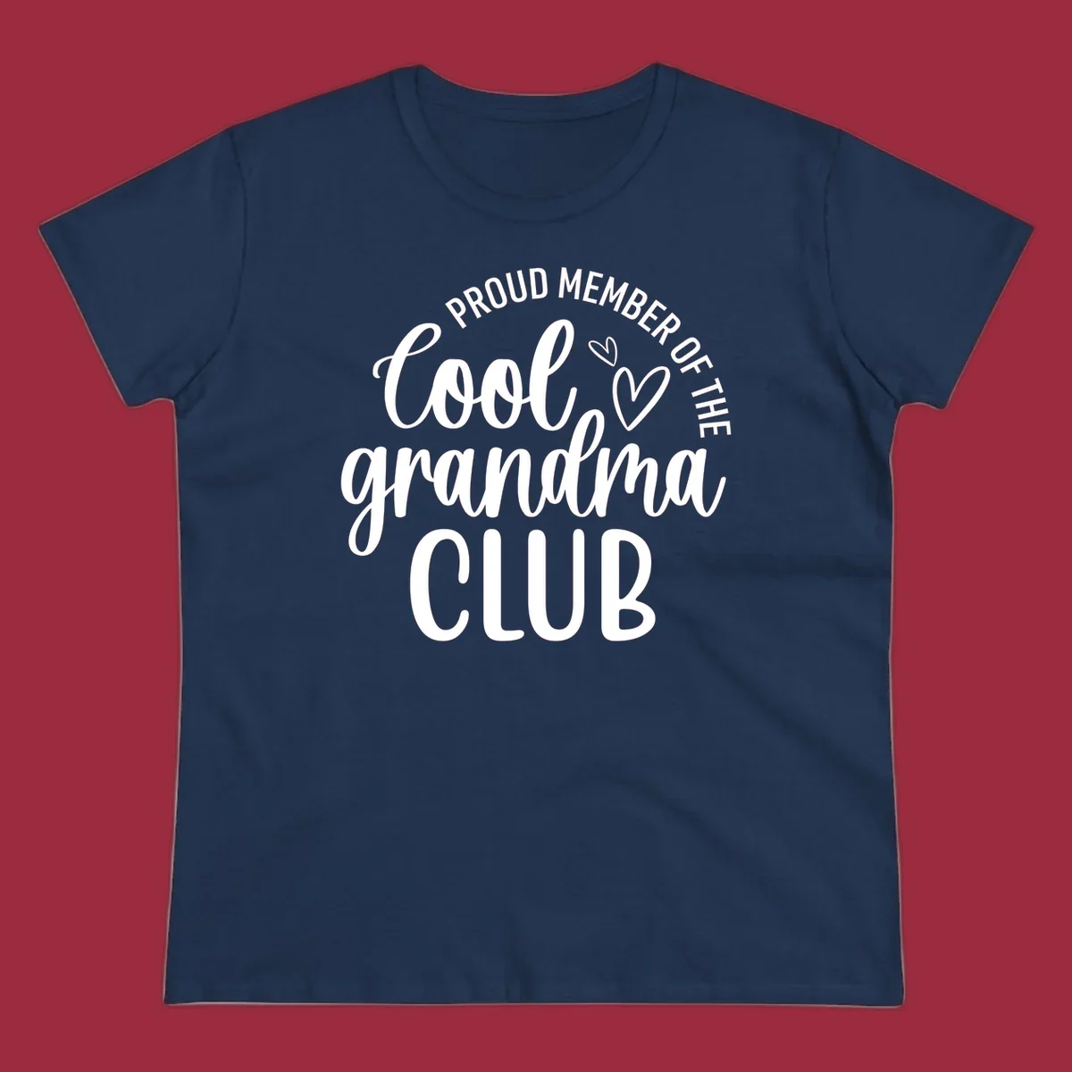 Proud Member Of The Cool Grandma Club text with hearts.