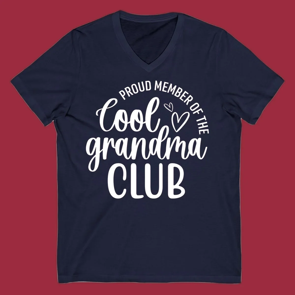 Proud Member Of The Cool Grandma Club text with hearts.