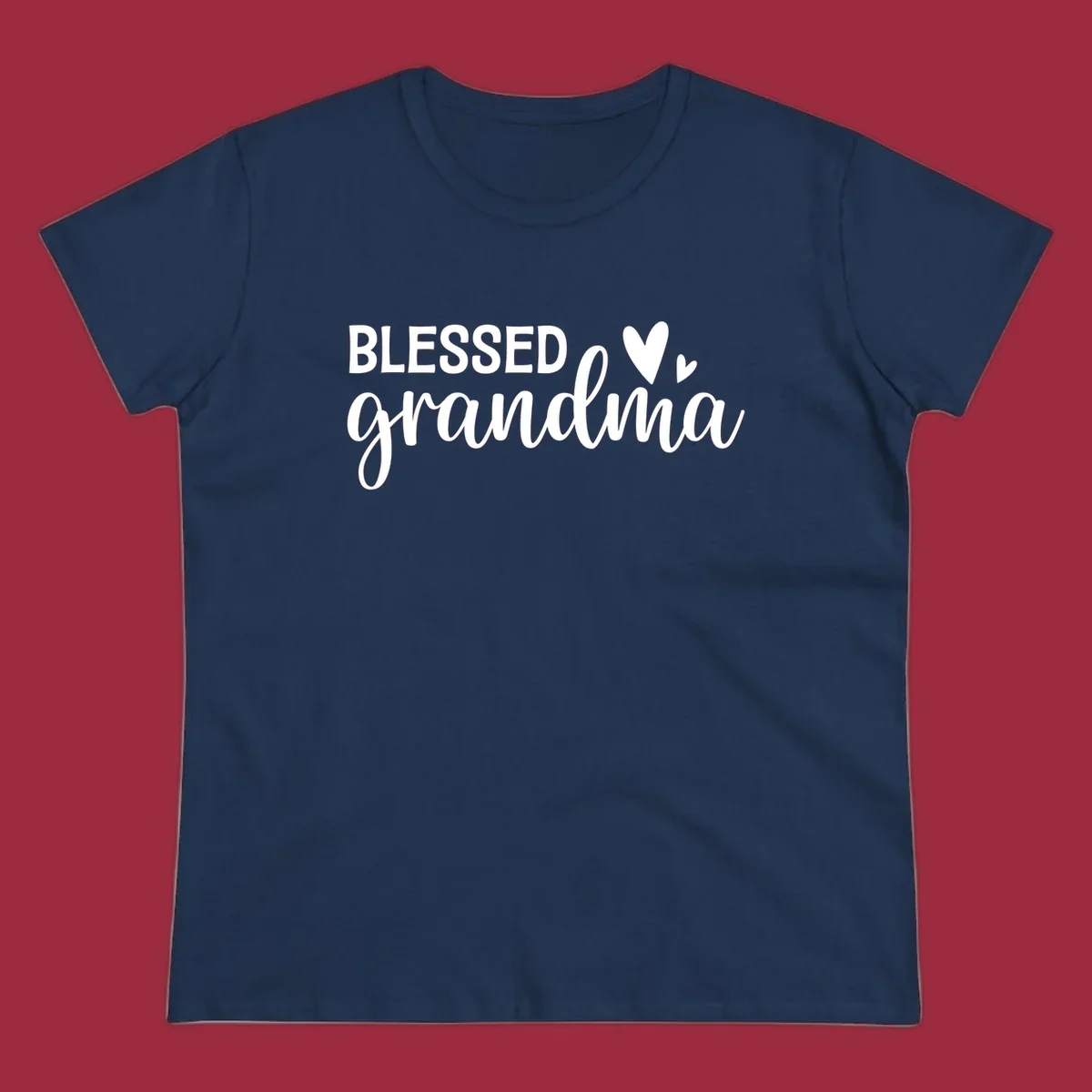 Blessed Grandma typography with heart icons.