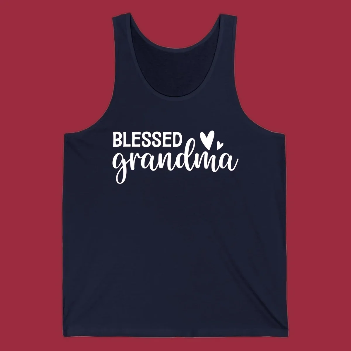 Blessed Grandma typography with heart icons.