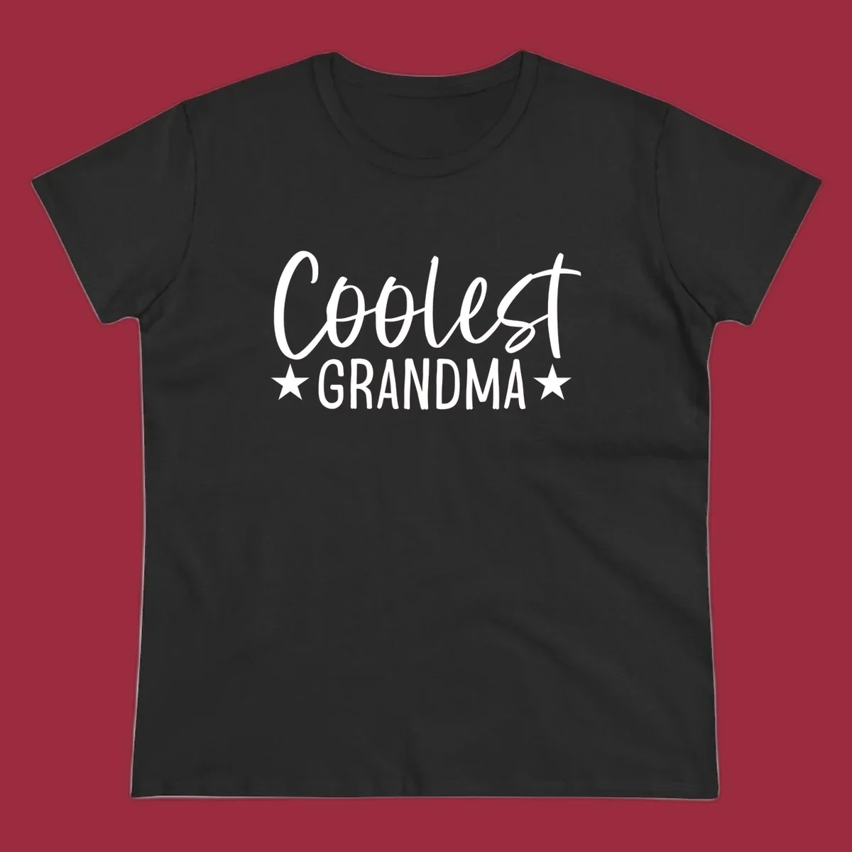 Coolest Grandma text design with stars.