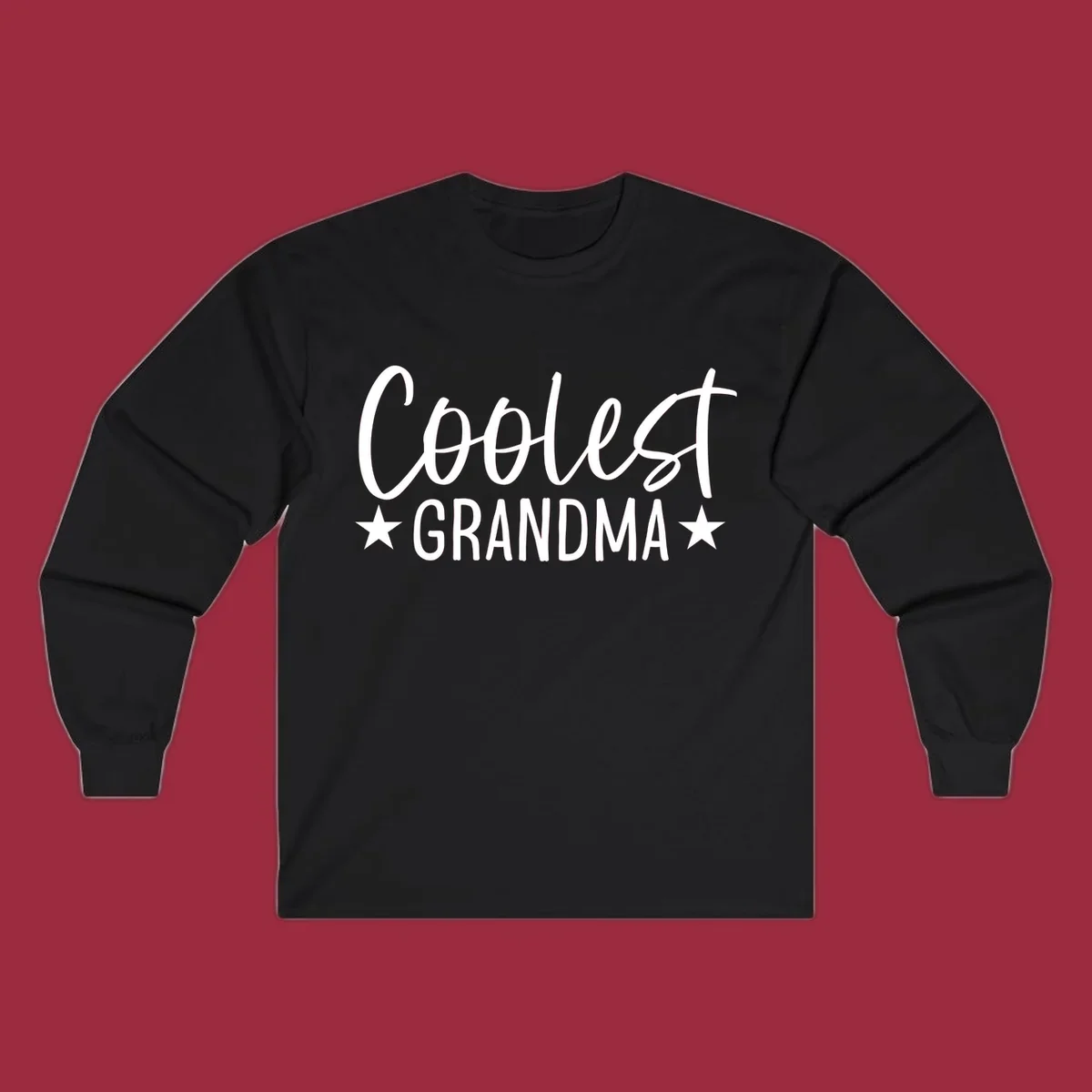 Coolest Grandma text design with stars.