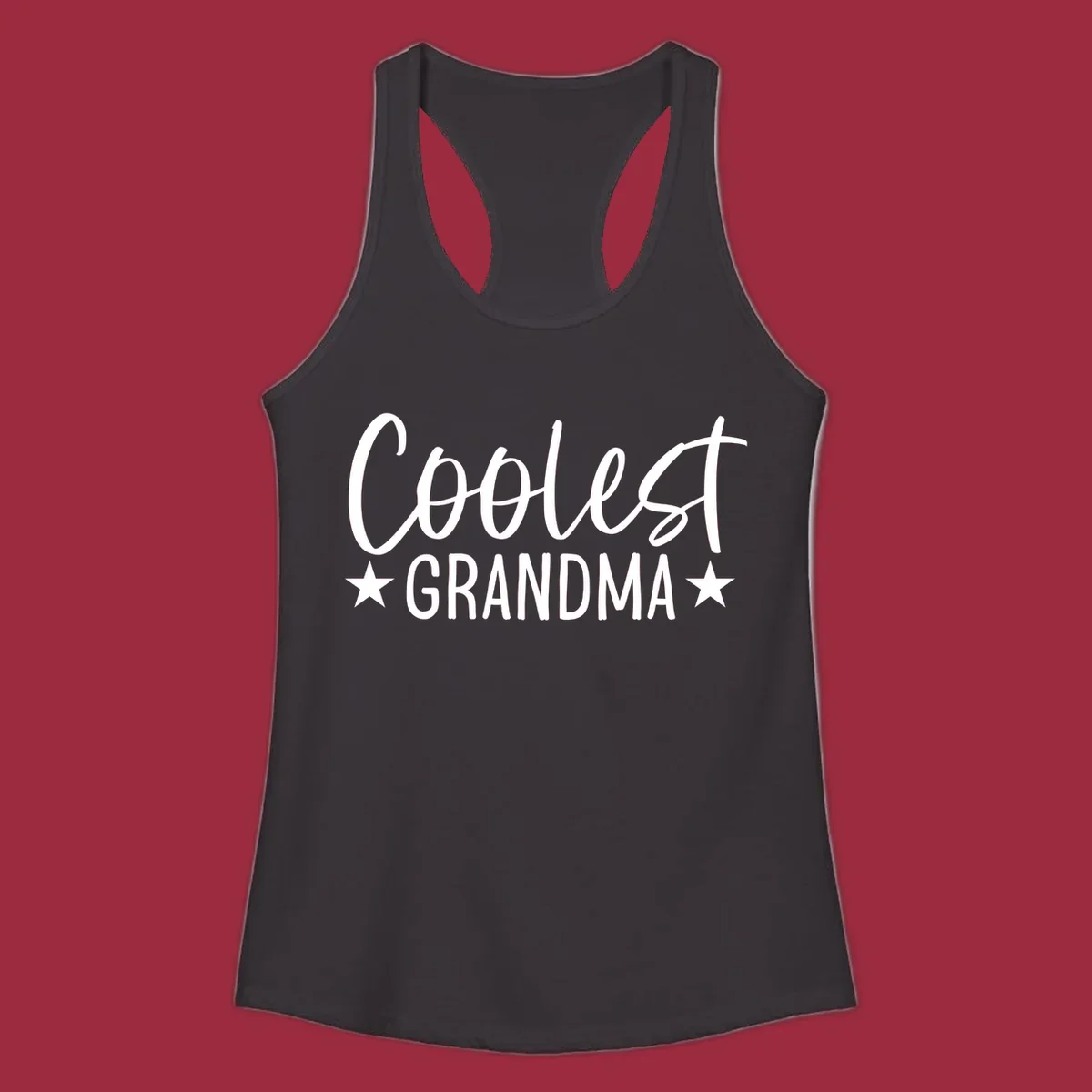 Coolest Grandma text design with stars.