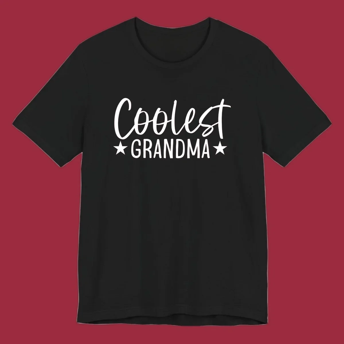 Coolest Grandma text design with stars.