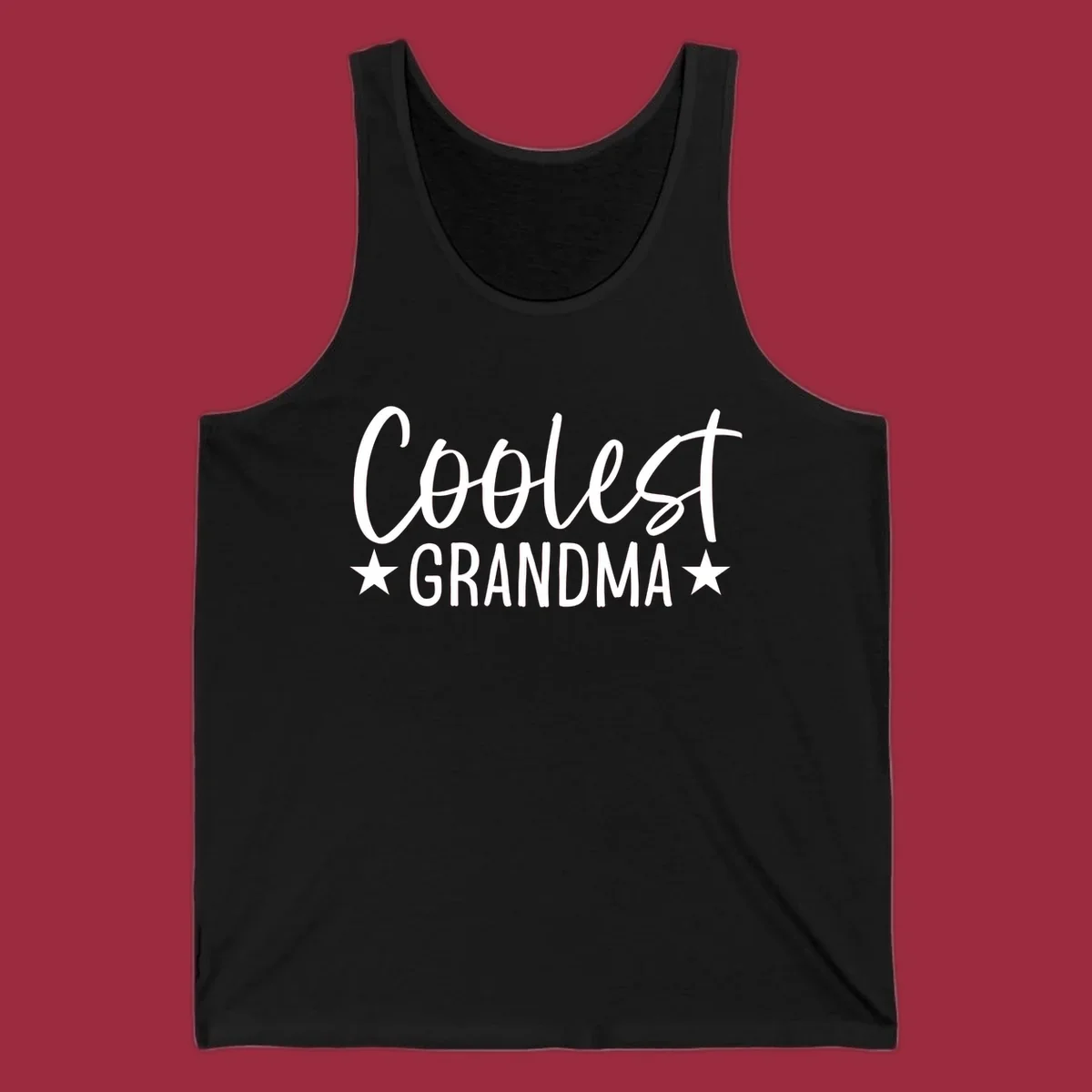 Coolest Grandma text design with stars.