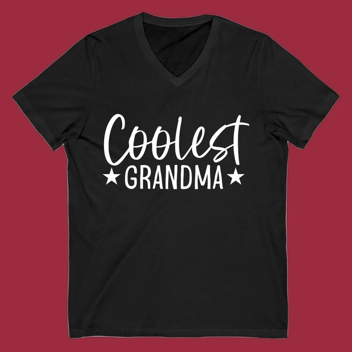 Coolest Grandma text design with stars.