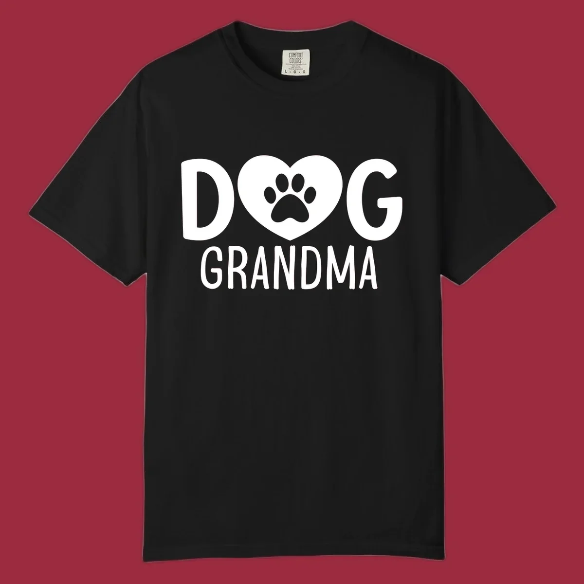 Dog grandma text with heart and paw print graphic