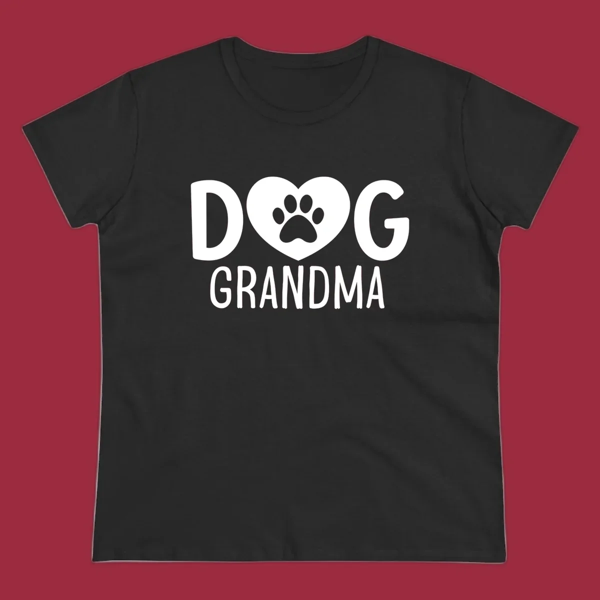 Dog grandma text with heart and paw print graphic