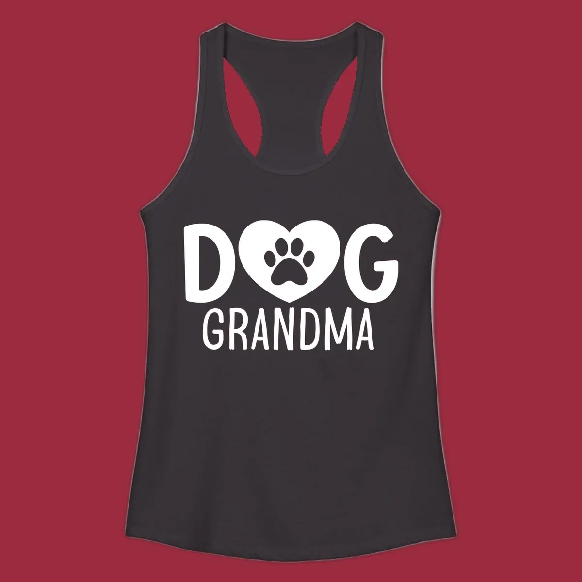 Dog grandma text with heart and paw print graphic