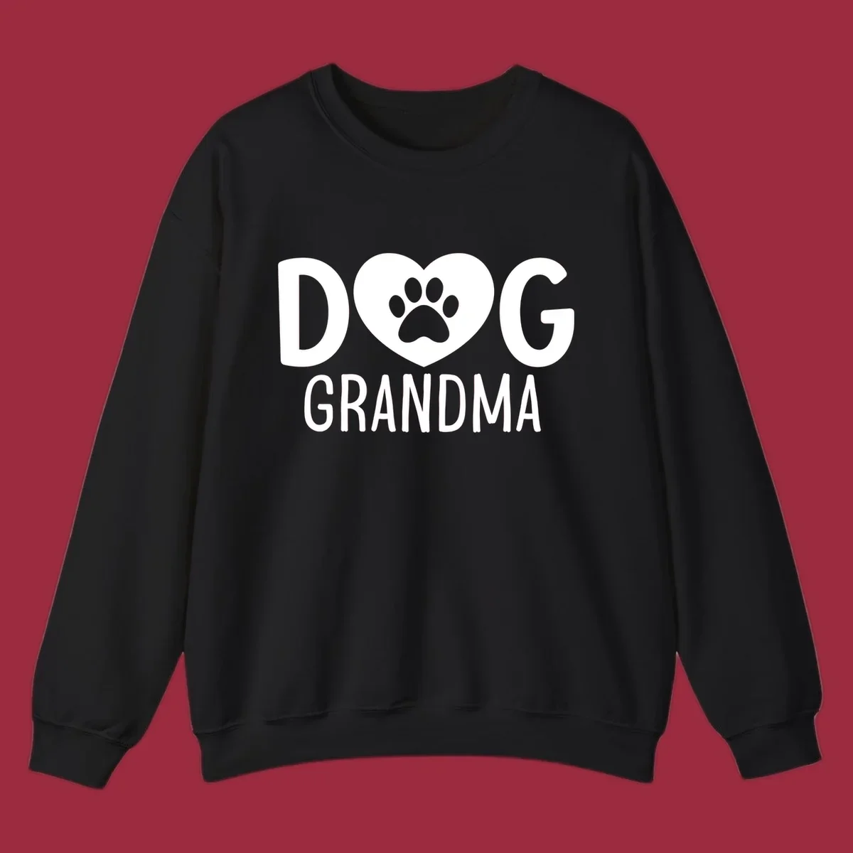Dog grandma text with heart and paw print graphic