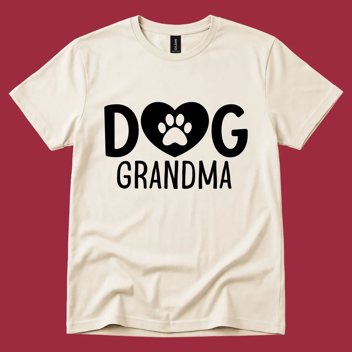 Dog grandma text with heart and paw print graphic