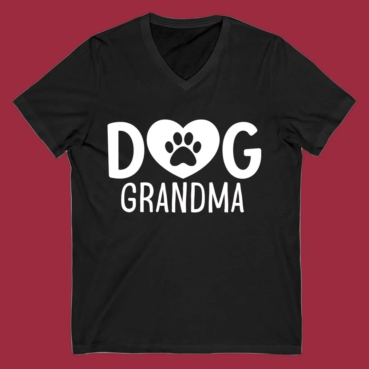 Dog grandma text with heart and paw print graphic