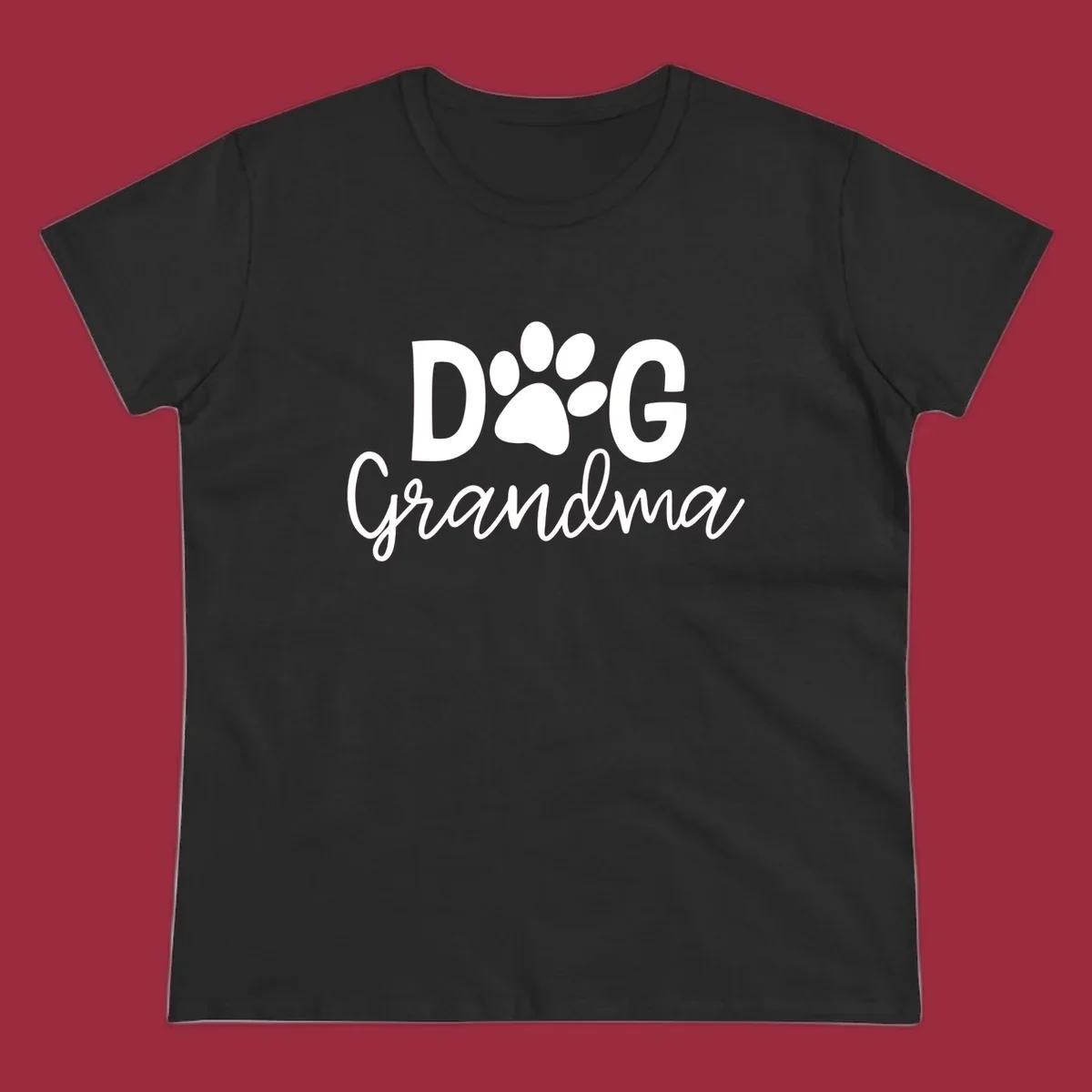 Dog Grandma text with paw print graphic