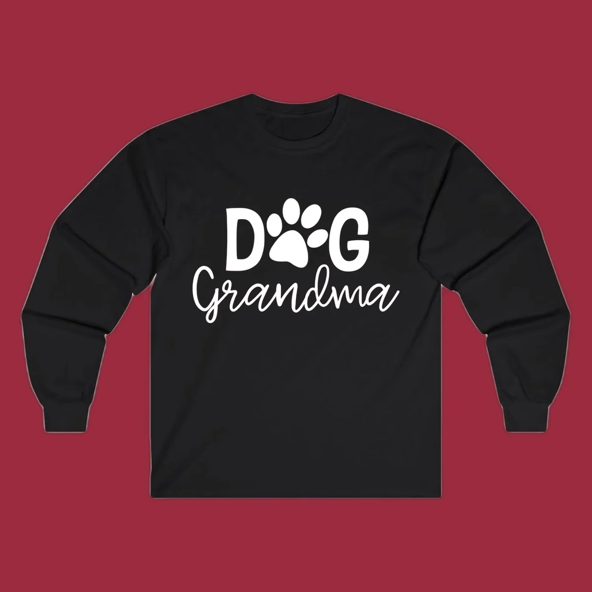 Dog Grandma text with paw print graphic