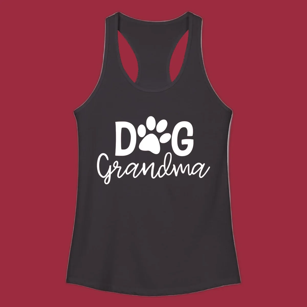 Dog Grandma text with paw print graphic