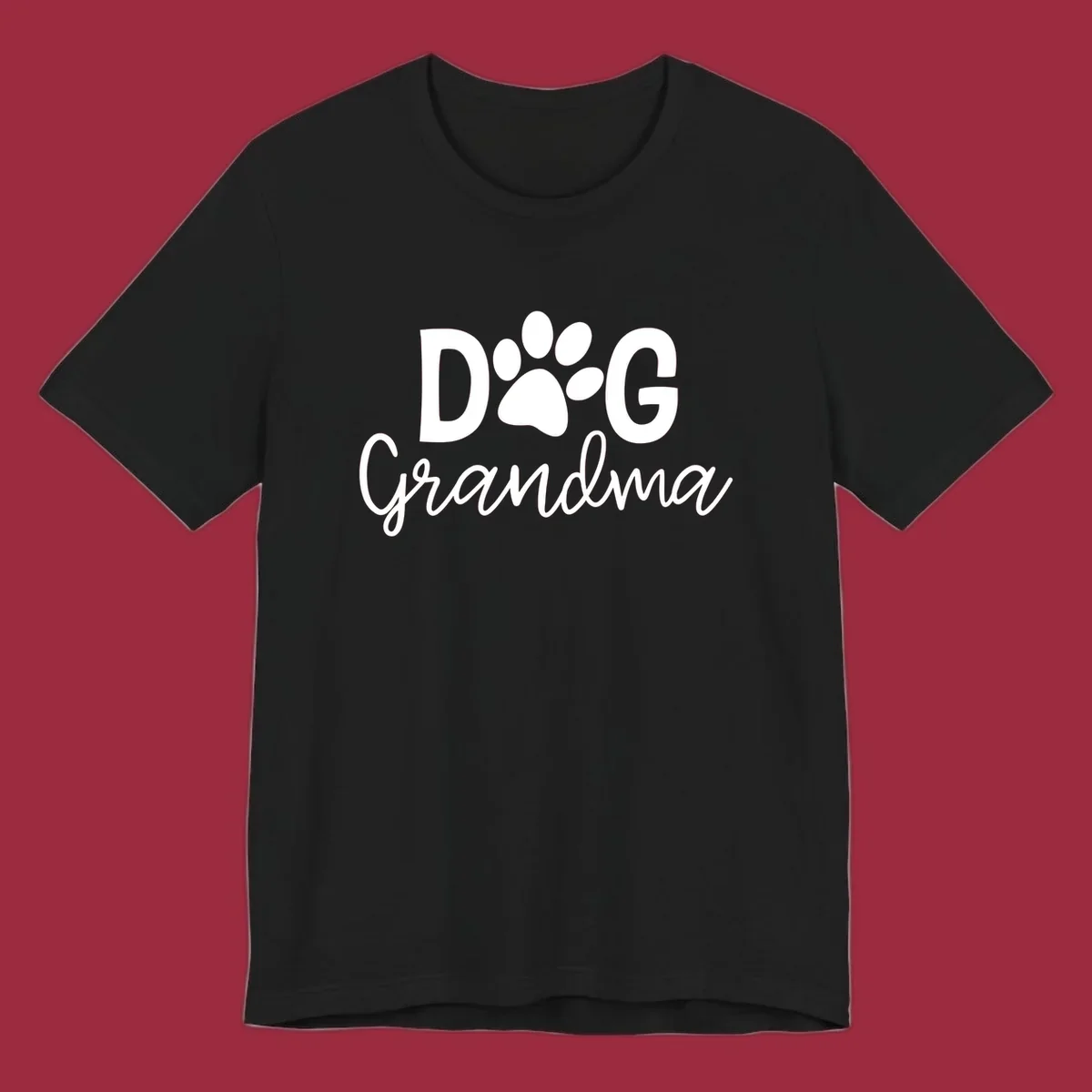 Dog Grandma text with paw print graphic