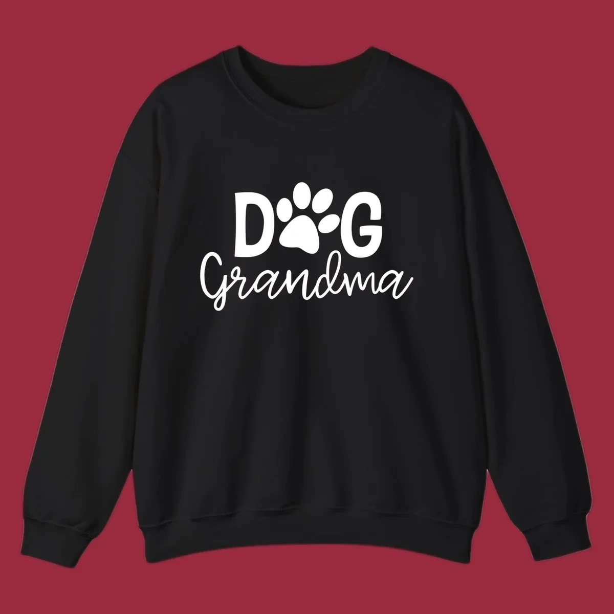 Dog Grandma text with paw print graphic