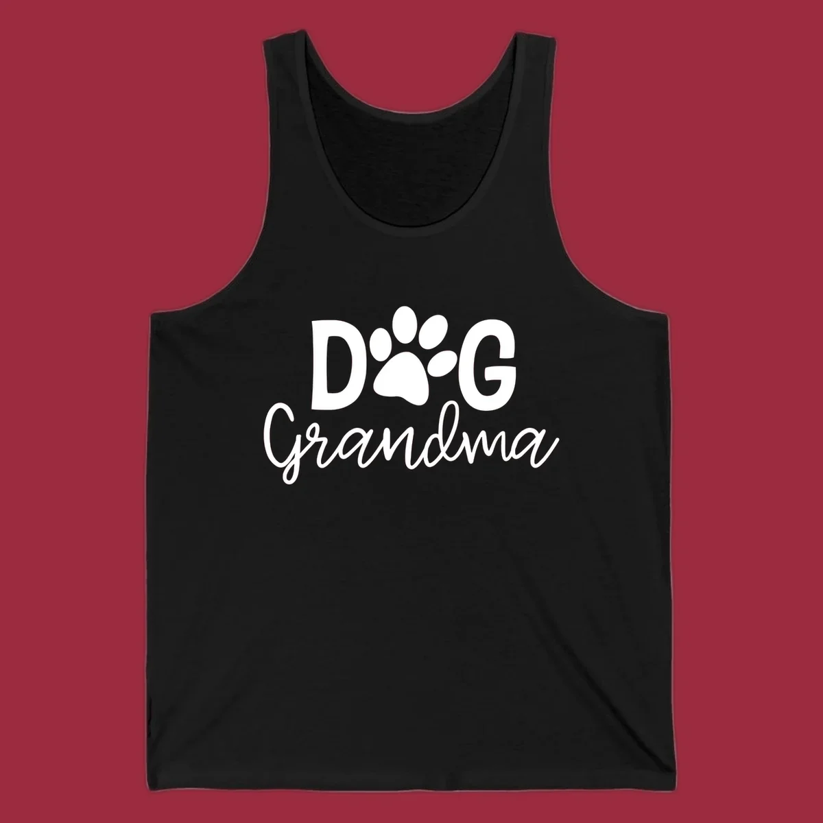Dog Grandma text with paw print graphic