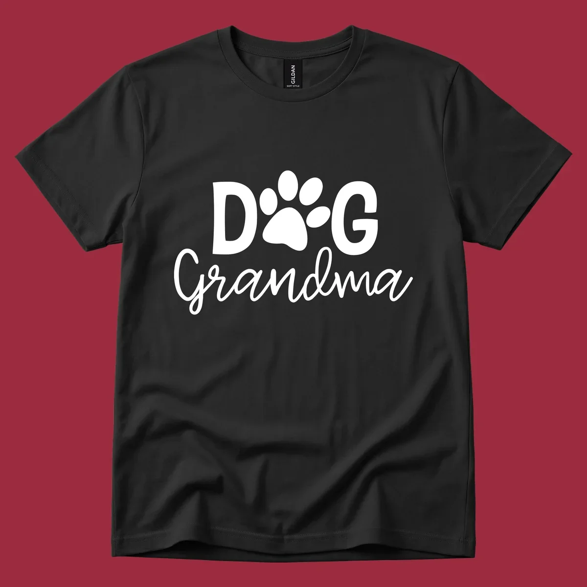 Dog Grandma text with paw print graphic