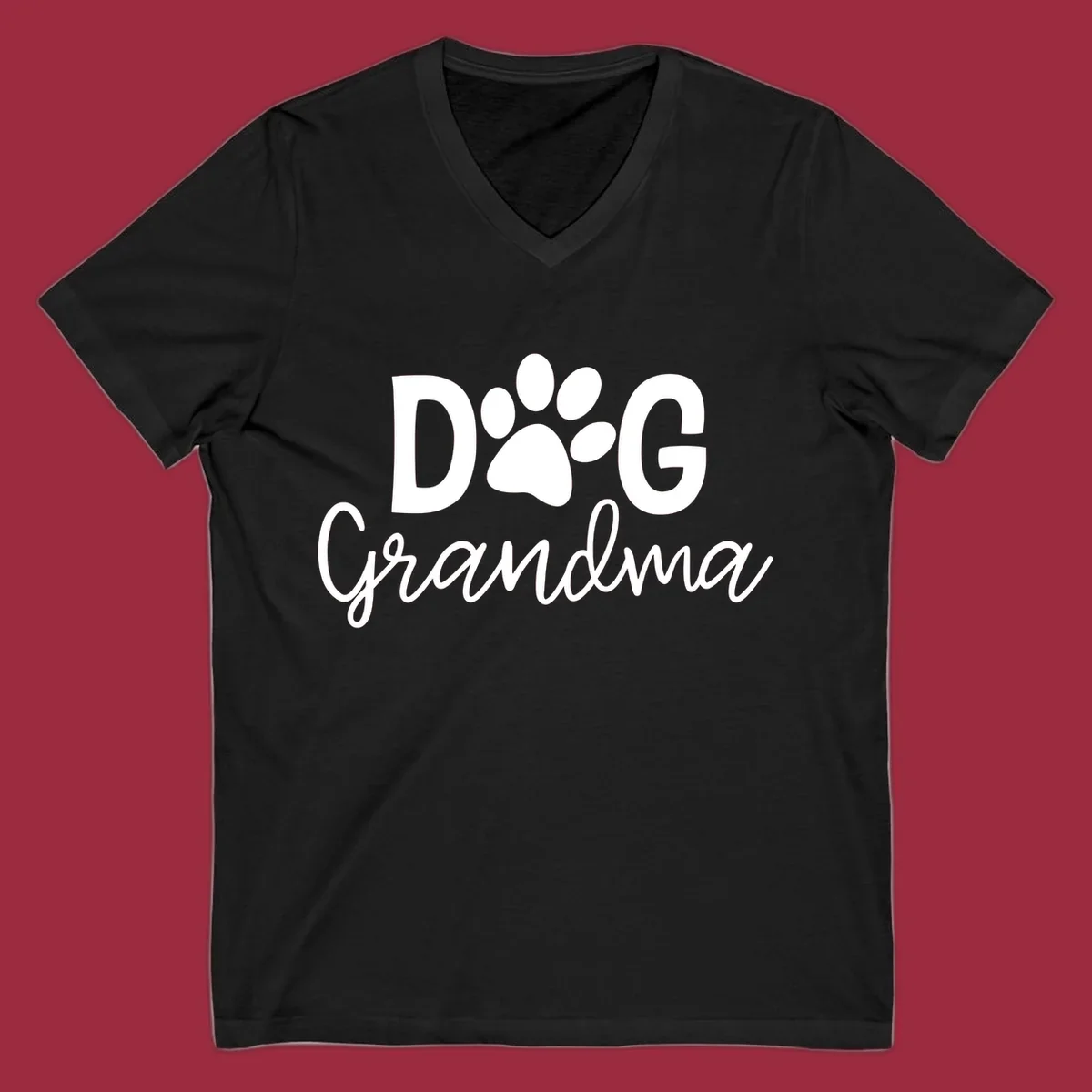 Dog Grandma text with paw print graphic