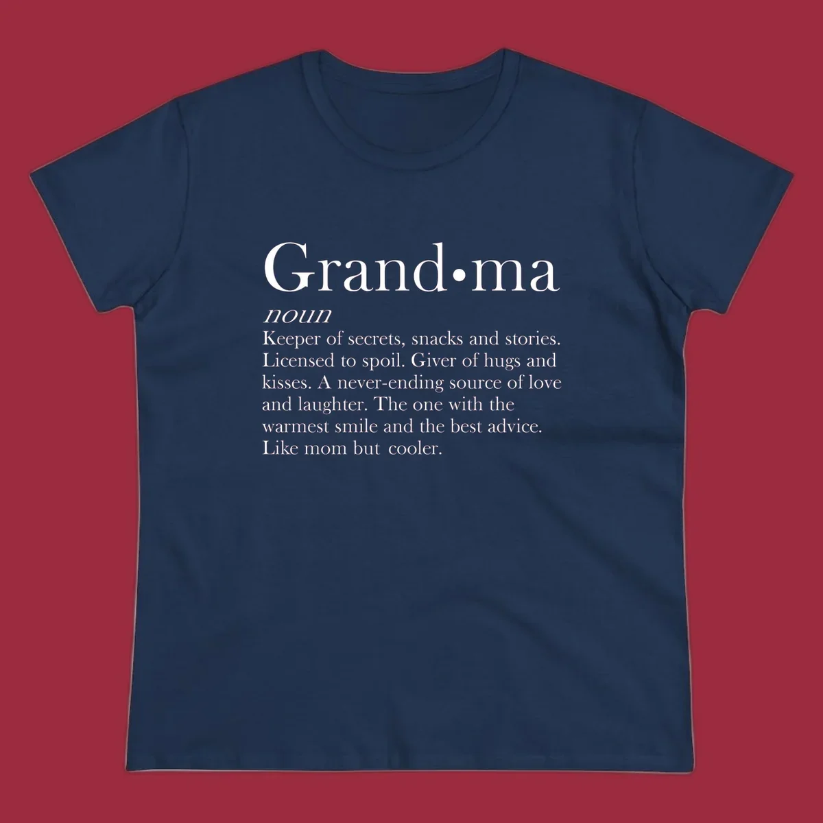 Grandma definition shirt with text about love, secrets, and advice.