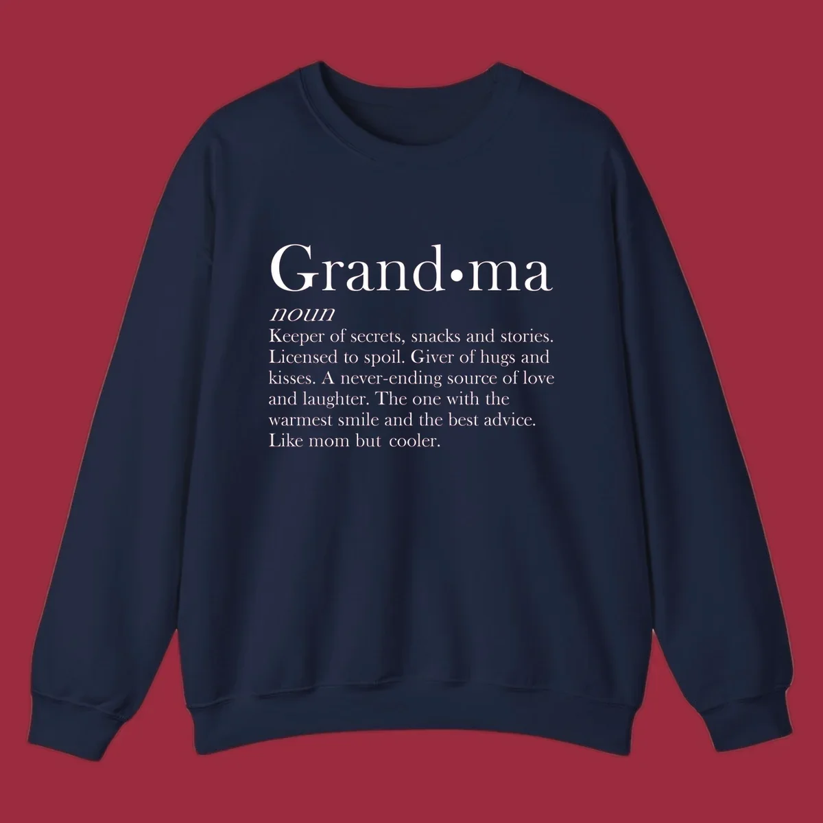 Grandma definition shirt with text about love, secrets, and advice.