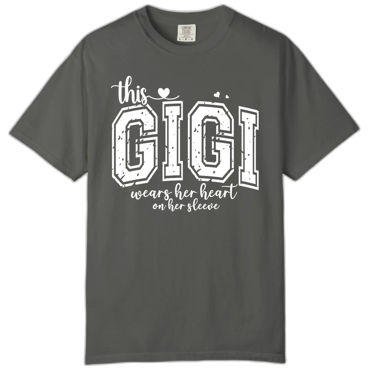 This Gigi Wears Her Heart On Her Sleeve Comfort Color in Pepper