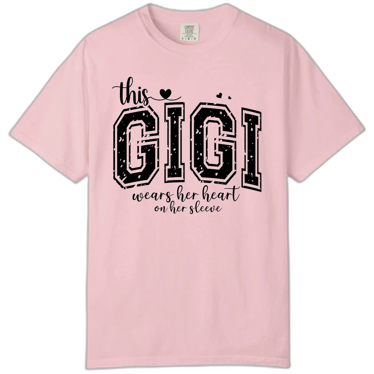 This Gigi Wears Her Heart On Her Sleeve Comfort Color in Blossom