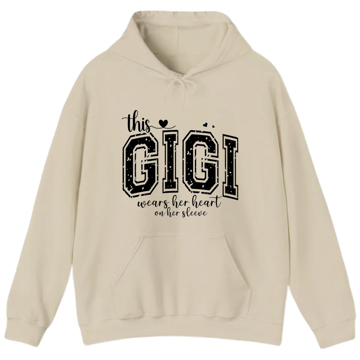 This Gigi Wears Her Heart On Her Sleeve Hoodie in Sand