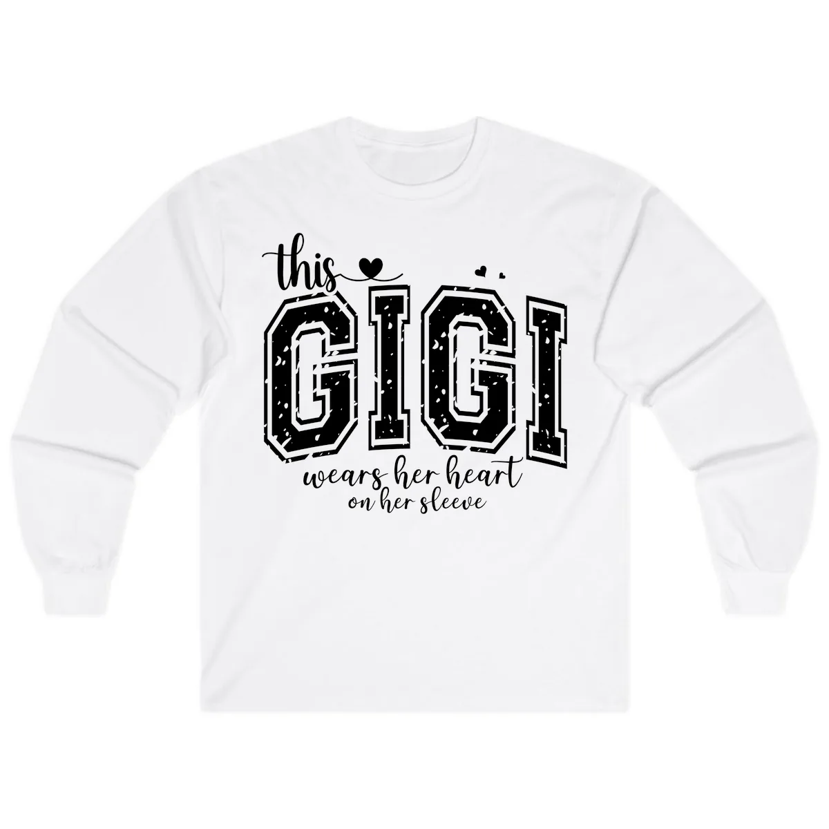 This Gigi Wears Her Heart On Her Sleeve Long Sleeve in White