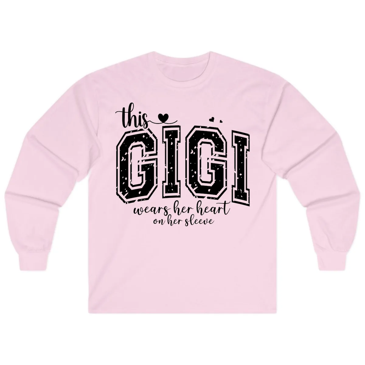 This Gigi Wears Her Heart On Her Sleeve Long Sleeve in Light Pink