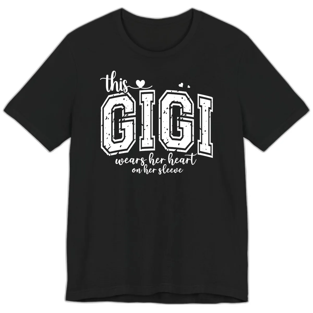 This Gigi Wears Her Heart On Her Sleeve Premium T-Shirt in Black