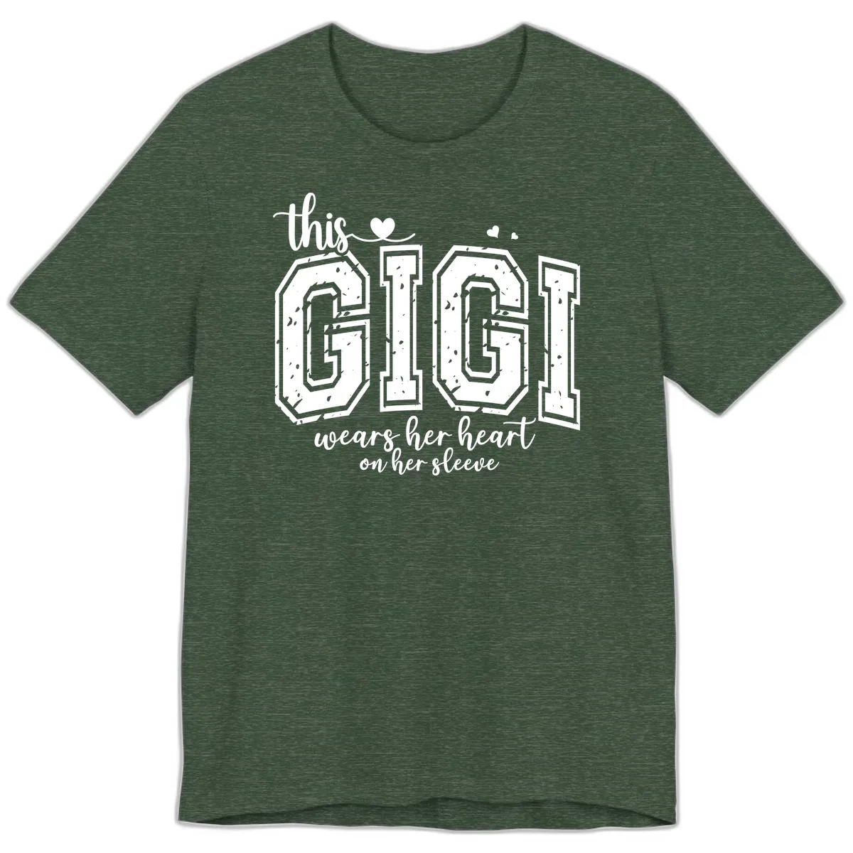 This Gigi Wears Her Heart On Her Sleeve Premium T-Shirt in Heather Forest