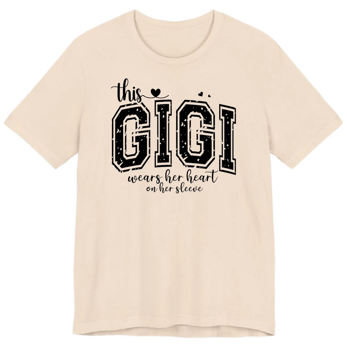 This Gigi Wears Her Heart On Her Sleeve Premium T-Shirt in Soft Cream