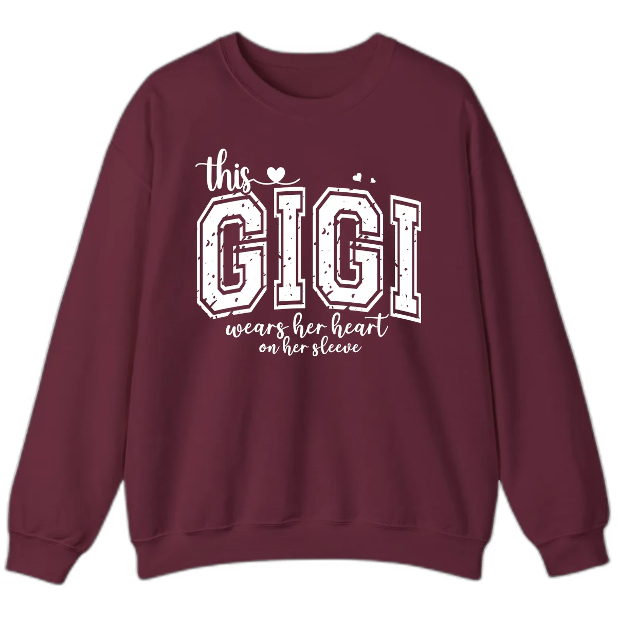 This Gigi Wears Her Heart On Her Sleeve Sweatshirt in Maroon