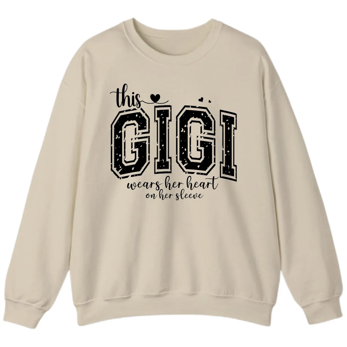 This Gigi Wears Her Heart On Her Sleeve Sweatshirt in Sand