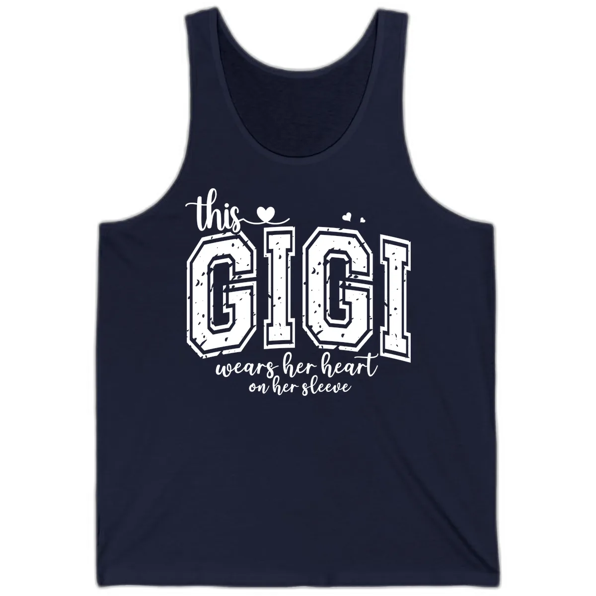 This Gigi Wears Her Heart On Her Sleeve Tank in Navy