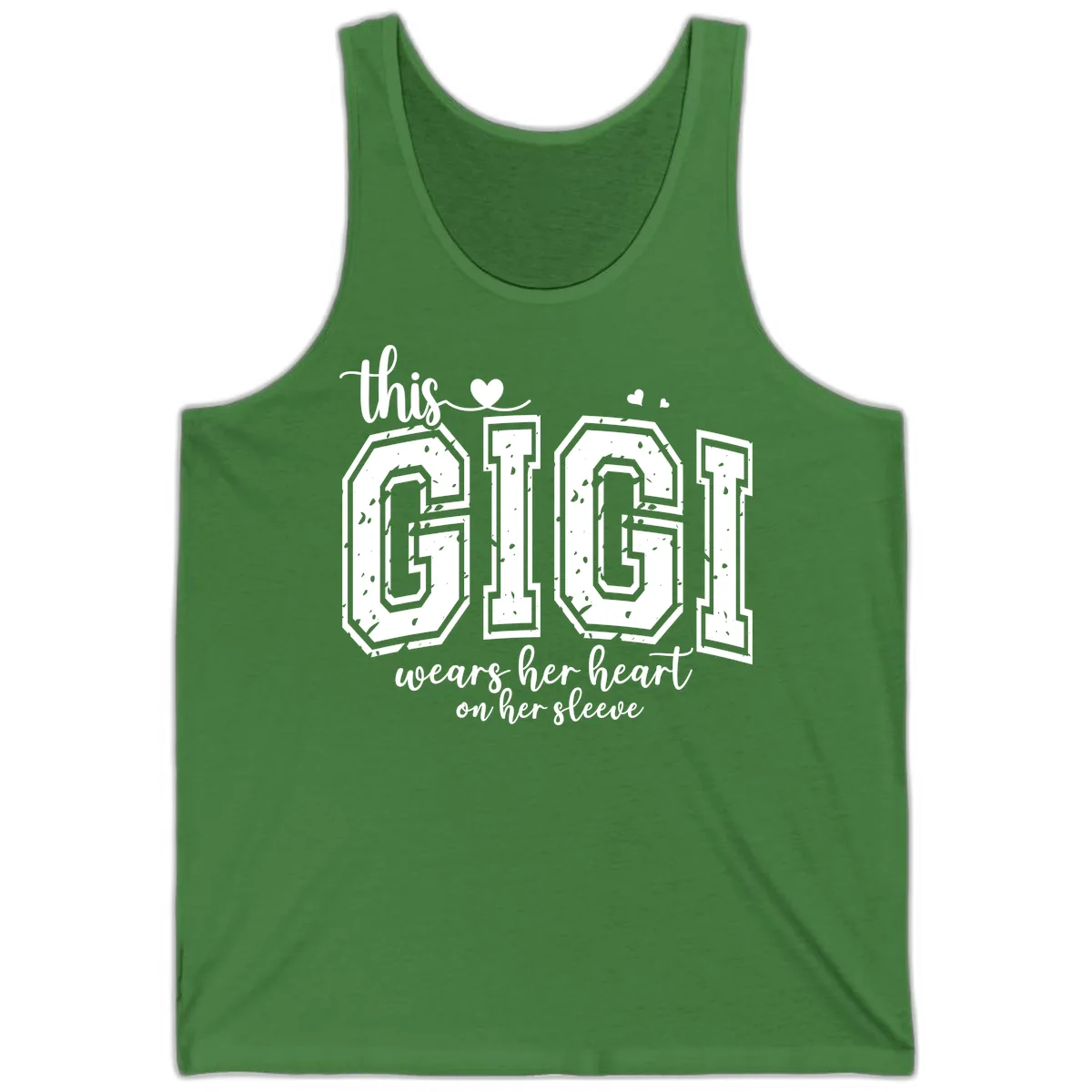 This Gigi Wears Her Heart On Her Sleeve Tank in Leaf