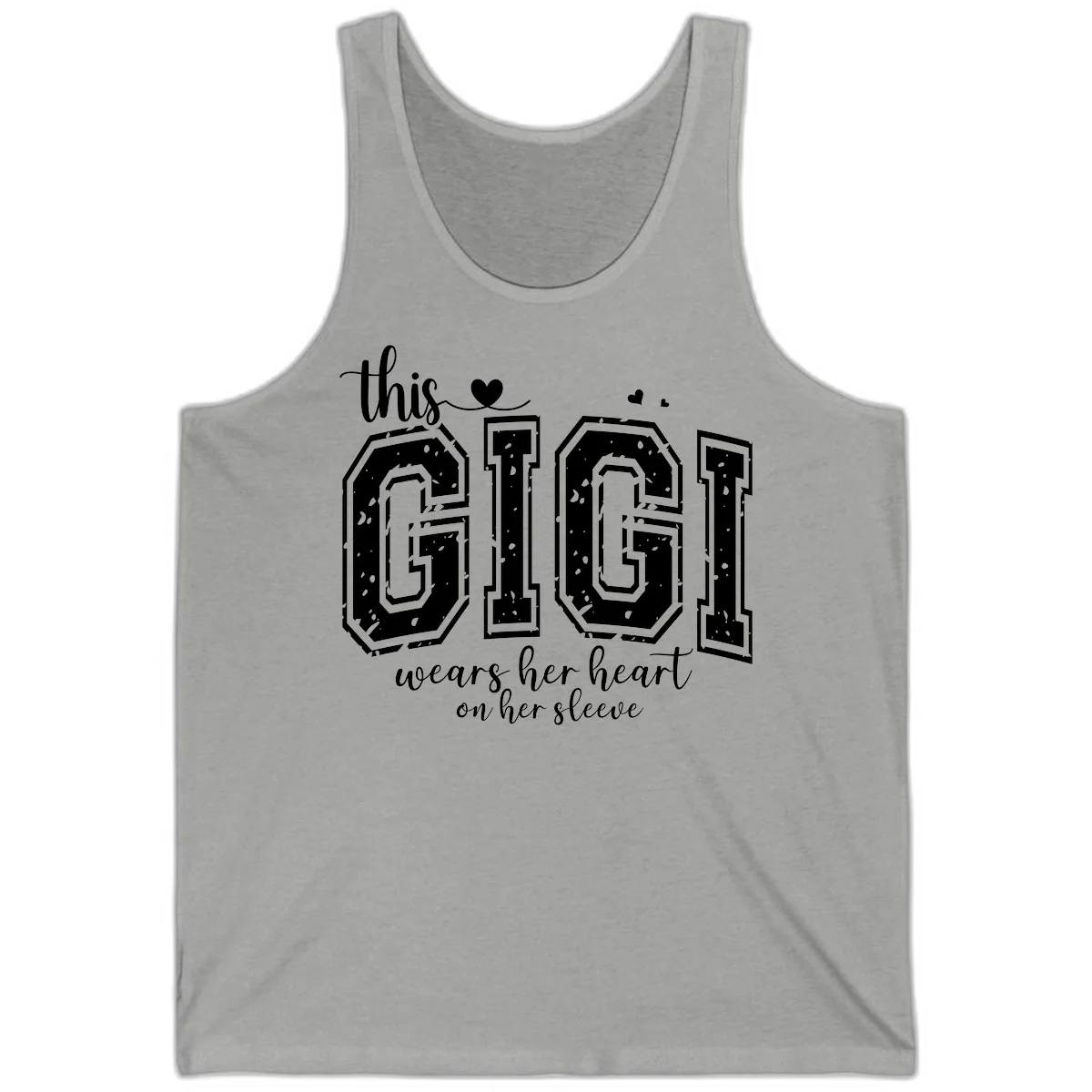 This Gigi Wears Her Heart On Her Sleeve Tank in Athletic Heather