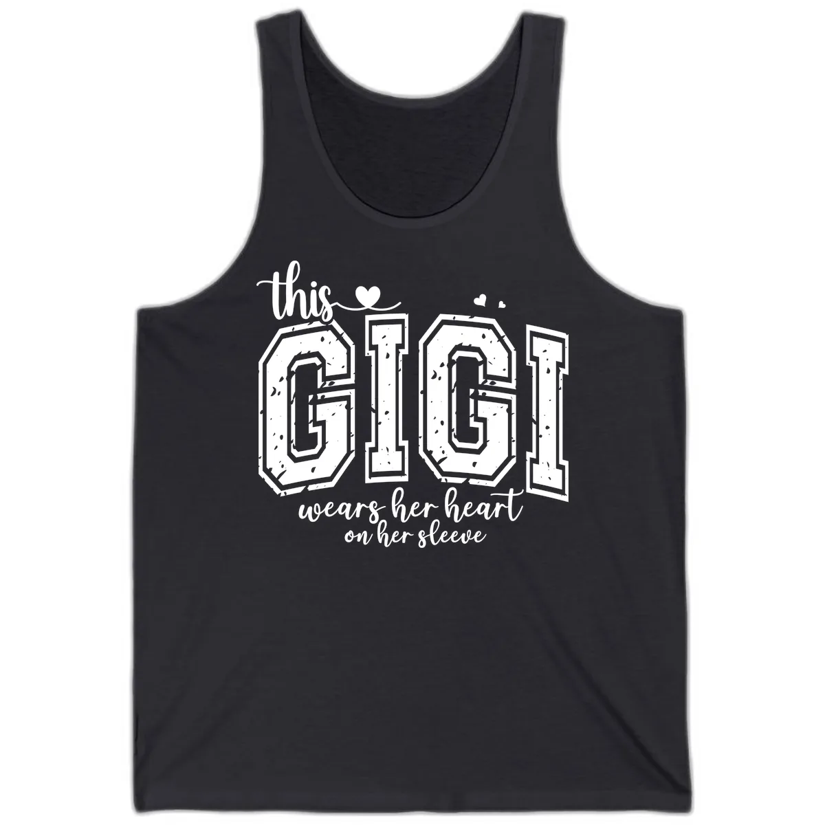 This Gigi Wears Her Heart On Her Sleeve Tank in Dark Grey