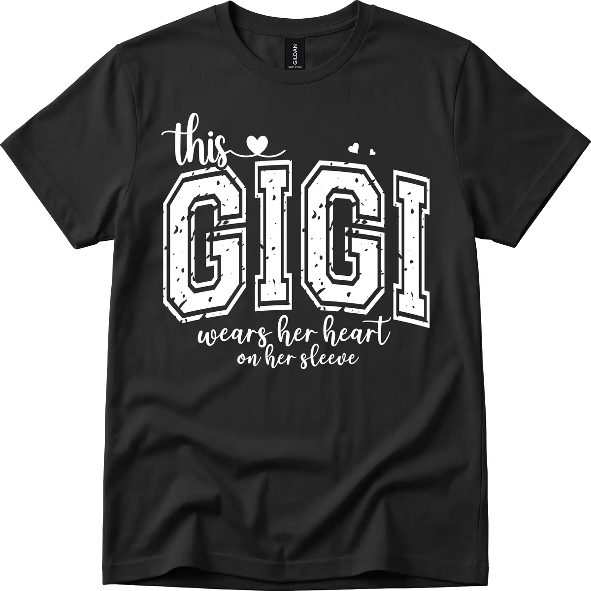 This Gigi Wears Her Heart On Her Sleeve T-Shirt in Black